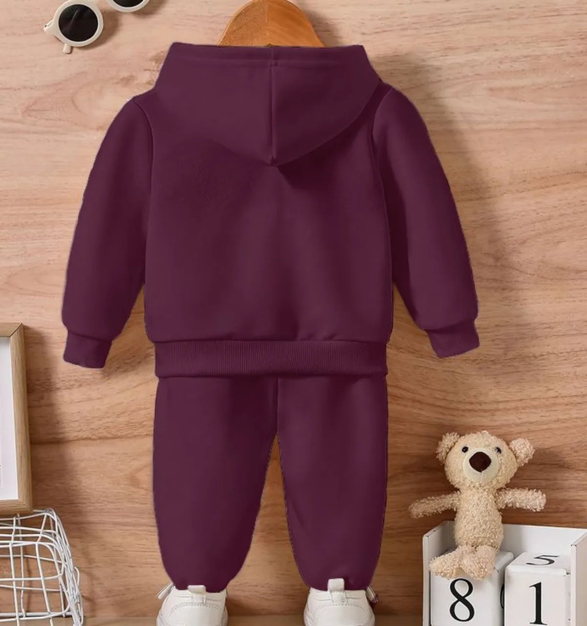 Wine Monster Truck Print Loafer Hoodie Set For Kids | sweats