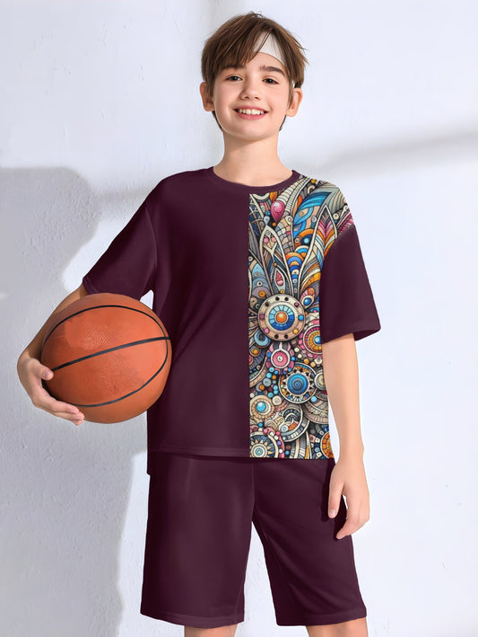 Wine Printed T-shirt & Short Set For Kids