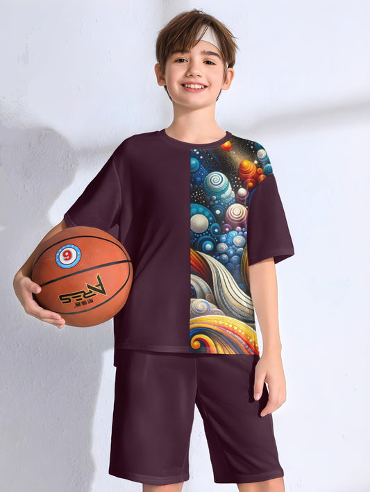 Wine Printed T-shirt & Short Set For Kids
