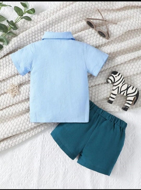 Cotton Colorblock Shirt & Shorts For Boys (1-7 years)