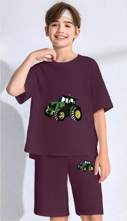 Wine Tractor Printed Co-Ord Short Set
