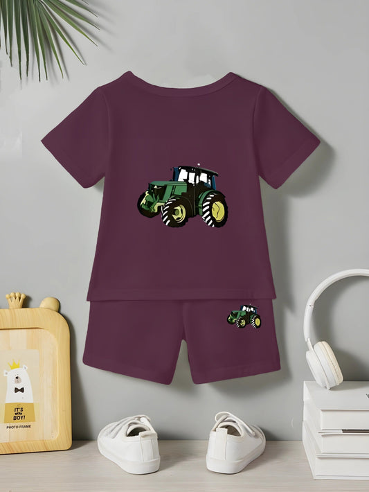 Wine Tractor Printed Co-Ord Short Set