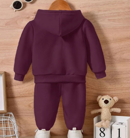Wine Monster Truck Print Loafer Hoodie Set For Kids | sweats